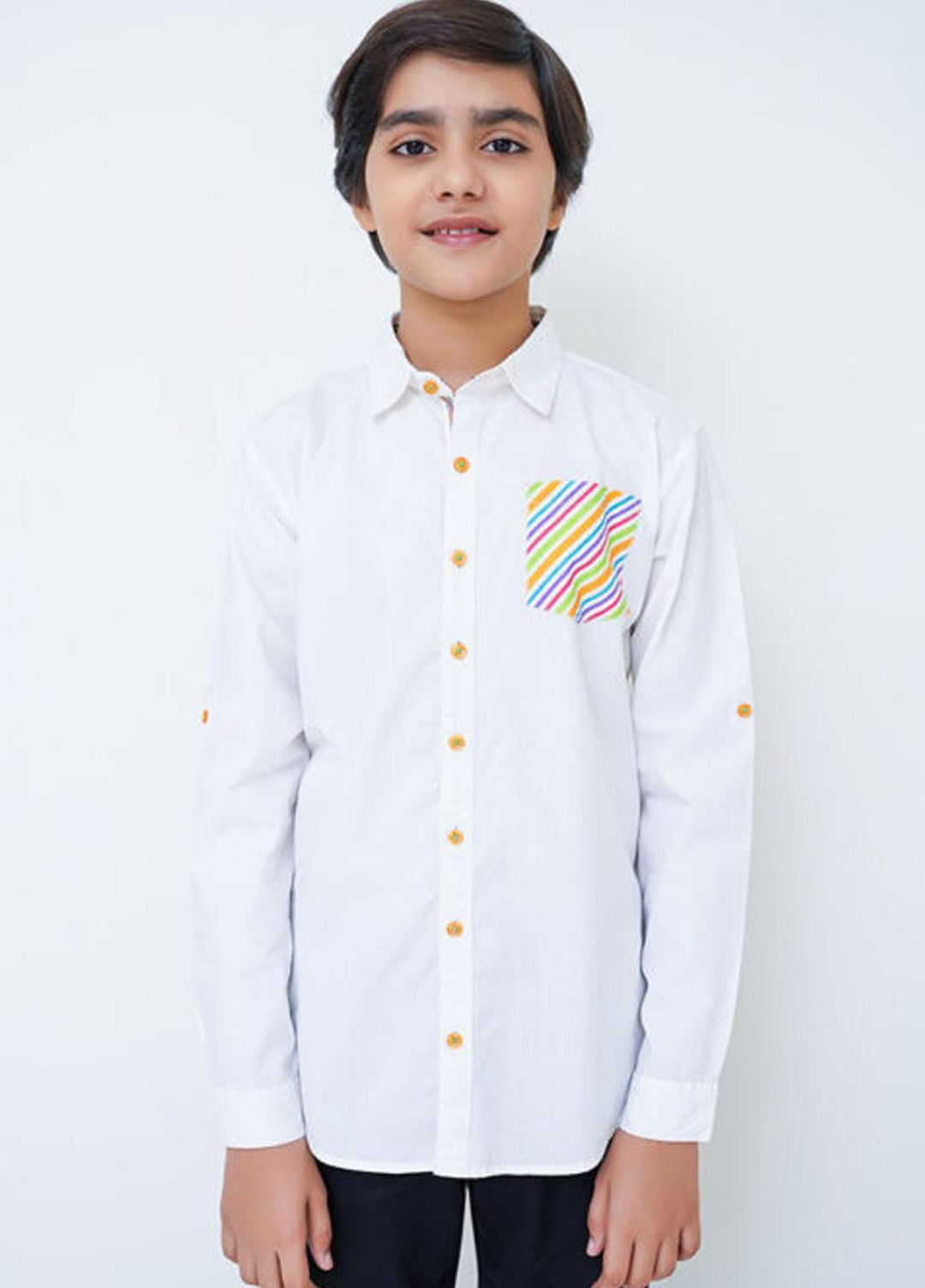 Ochre Cotton Boys Shirt - OBS-42 White