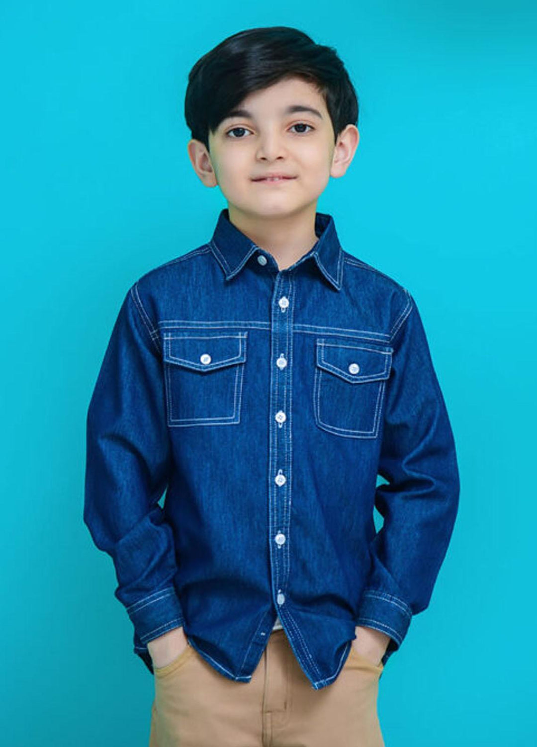 Ochre Denim Shirt for Boys - OBS-48 Blue