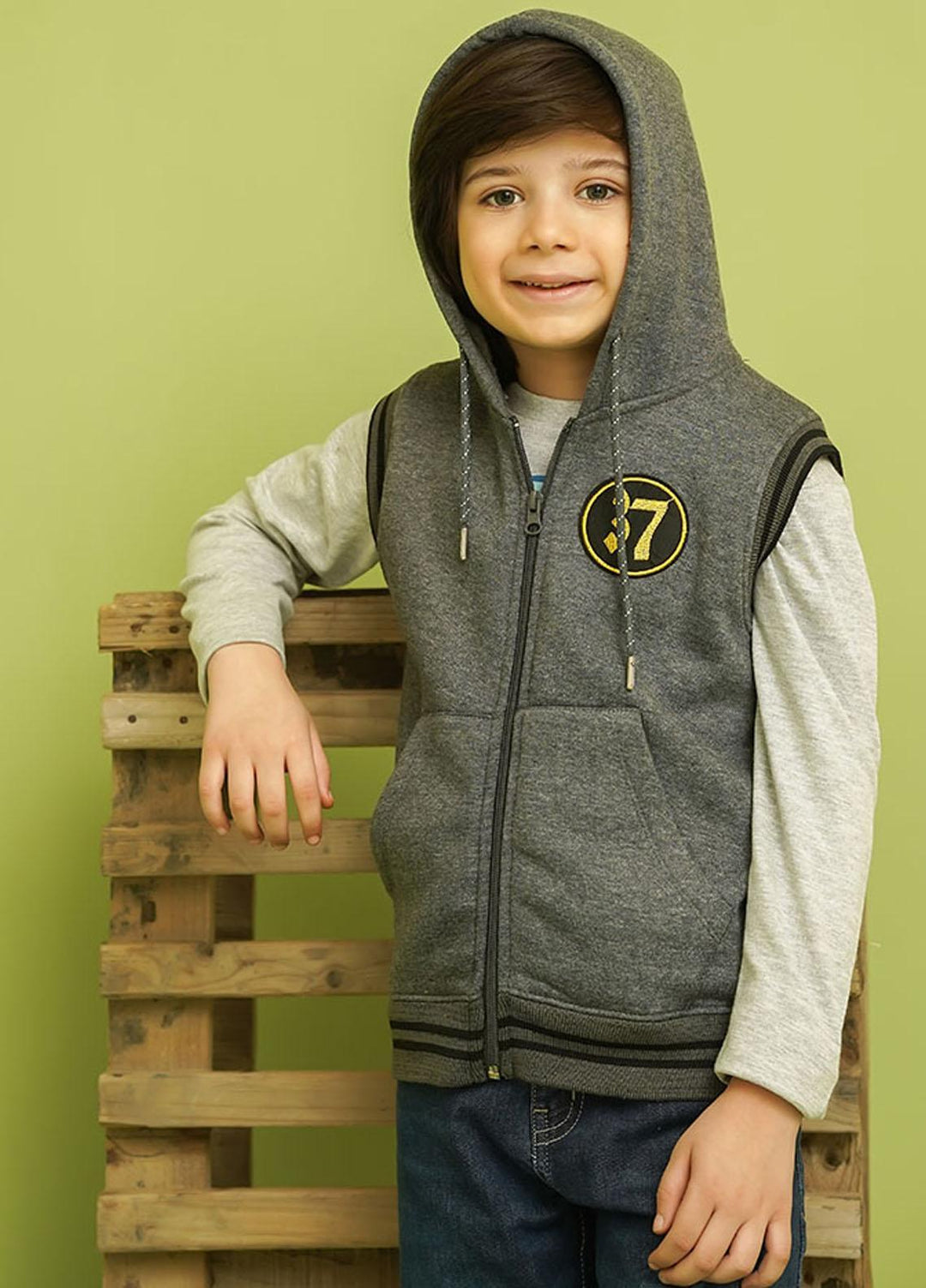 Ochre Fleece Jacket for Boys - OKB-131 Charcoal