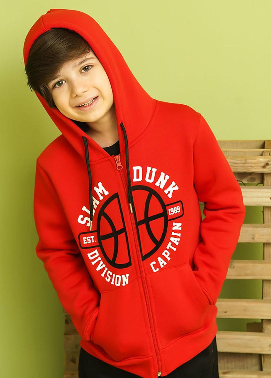 Ochre Fleece Boys Hoodie - OKB-132 Red
