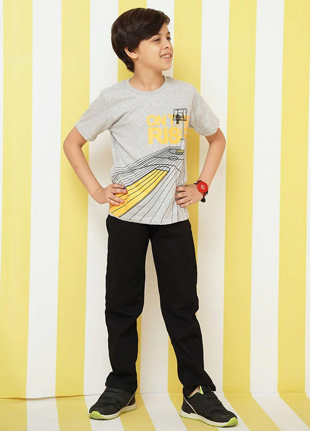 Ochre Cotton Fancy T-Shirt for Boys - OKB 158