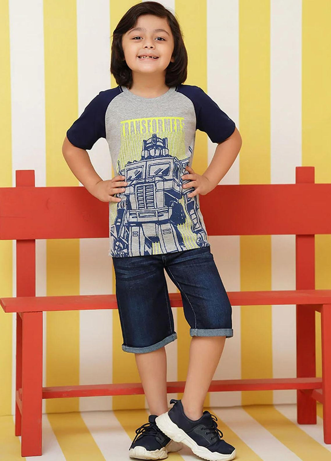 Ochre Cotton Fancy T-Shirt for Boys - OKB 162