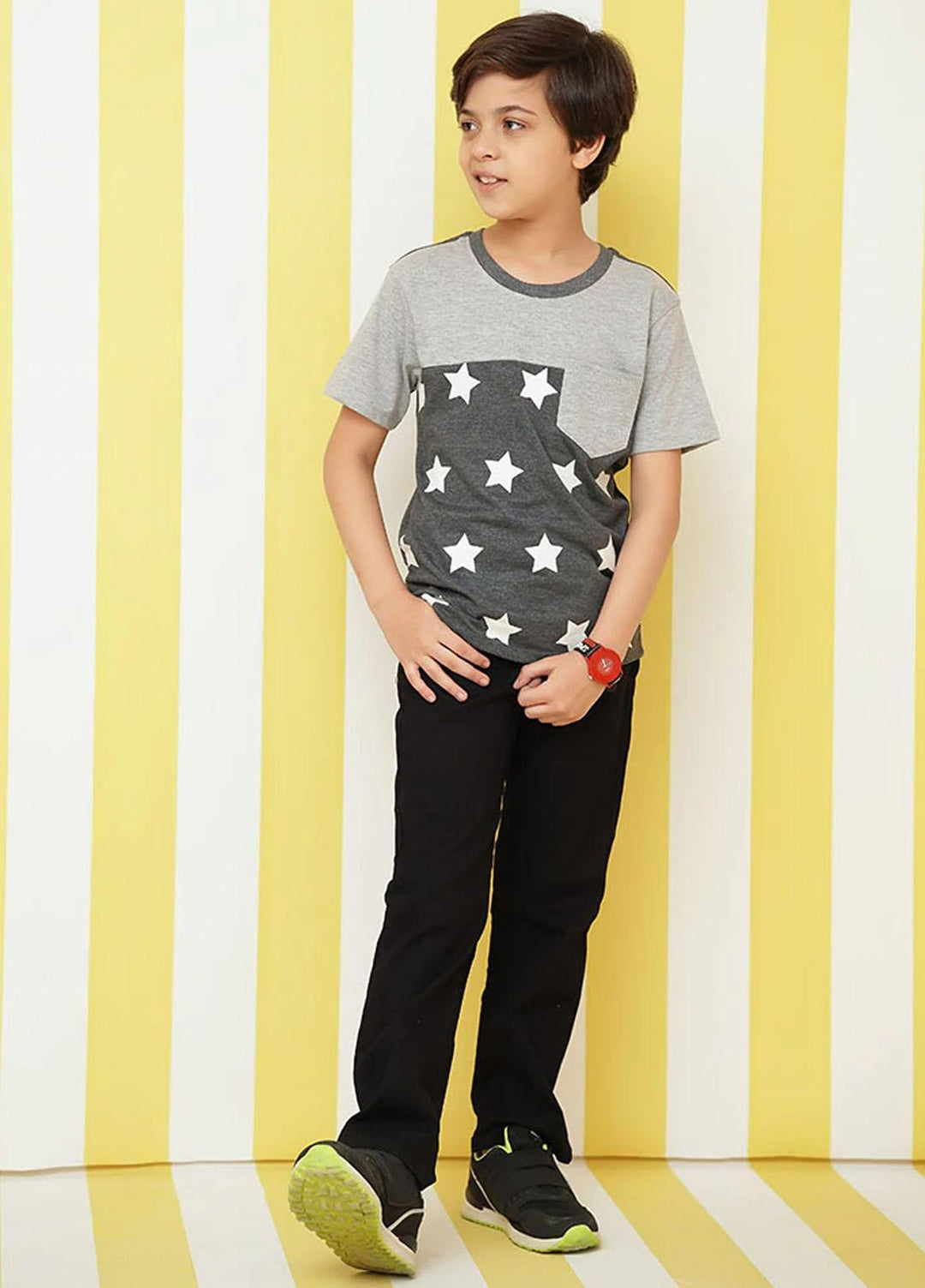Ochre Cotton Fancy T-Shirt for Boys - OKB 167