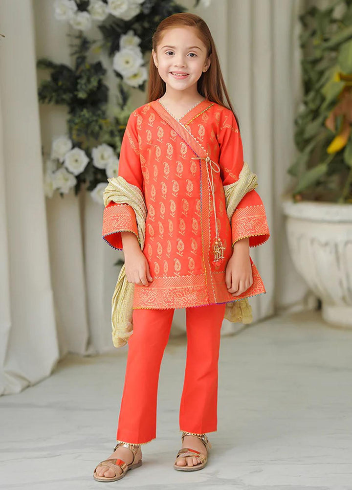 Ochre Cotton Fancy 3 Piece Suit for Girls -  OFW-PC-03