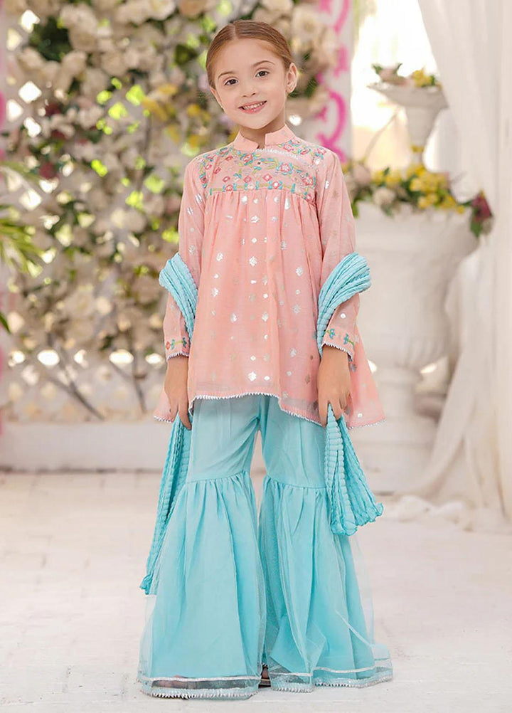 Ochre Cotton Fancy 3 Piece Suit for Girls -  OFW-PC-08