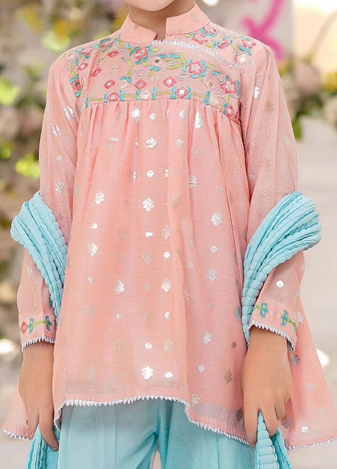 Ochre Cotton Fancy 3 Piece Suit for Girls -  OFW-PC-08