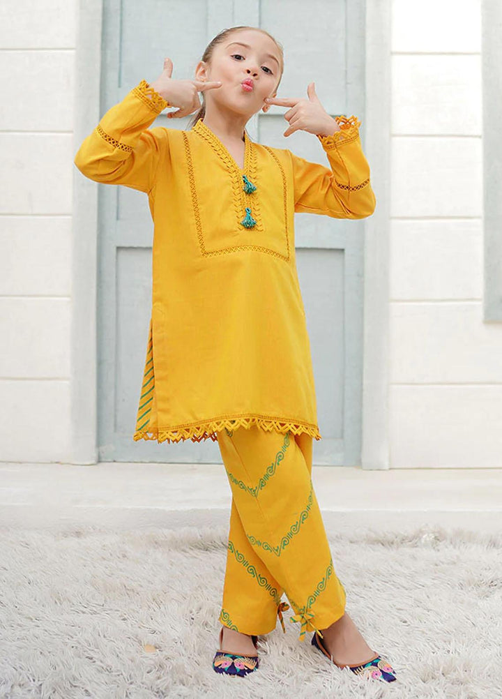 Ochre Cotton Fancy 2 Piece Suit for Girls -  OFW-SC-01