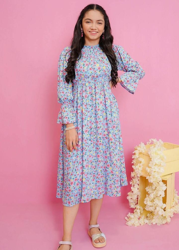 Ochre Linen Western Dress for Girls -  OWT-611