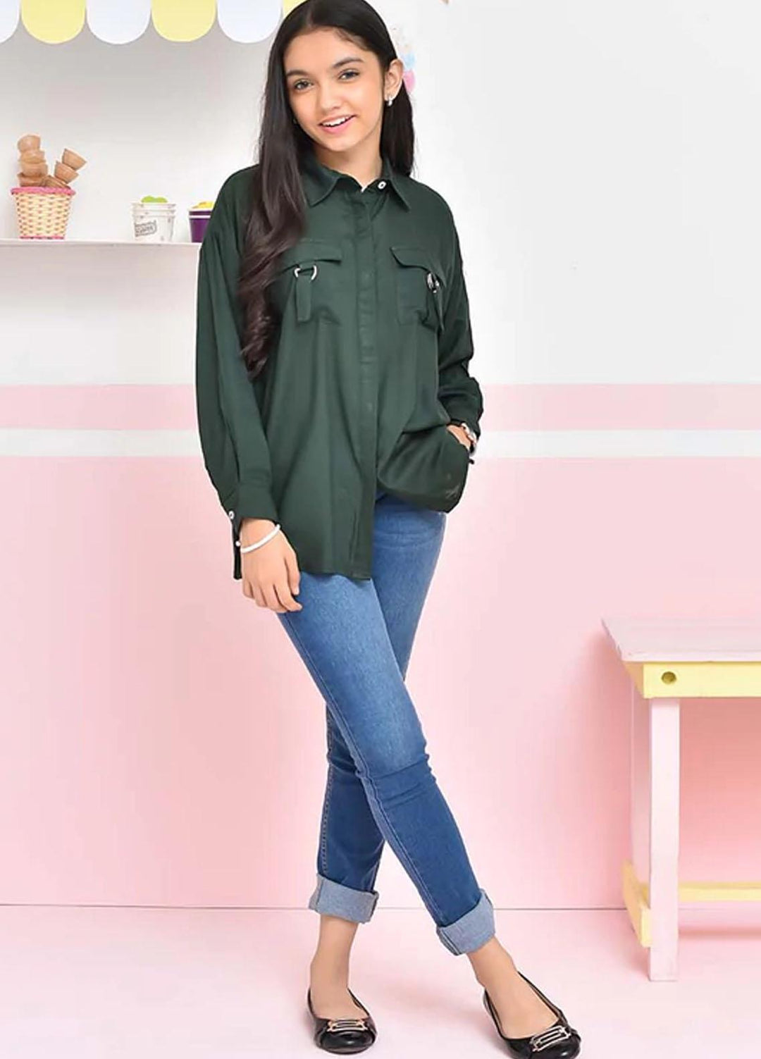 Ochre Georgette Top for Girls - OWT 451