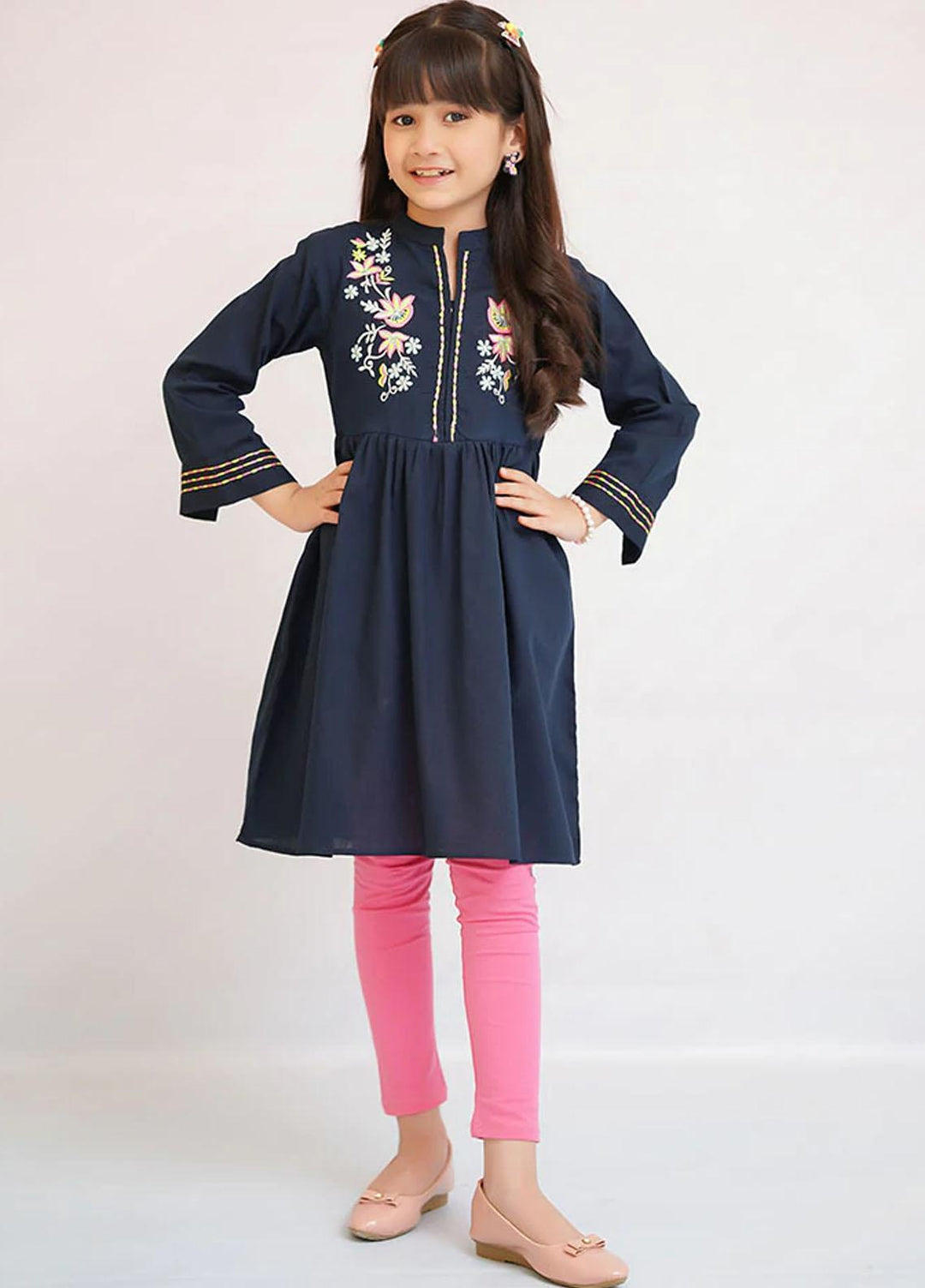 Ochre Cotton Fancy Top for Girls - OFK 823