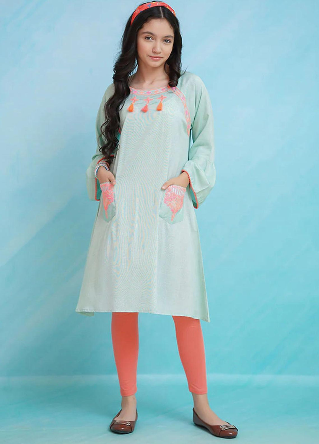 Ochre Cotton Fancy Top for Girls -  OFK 826