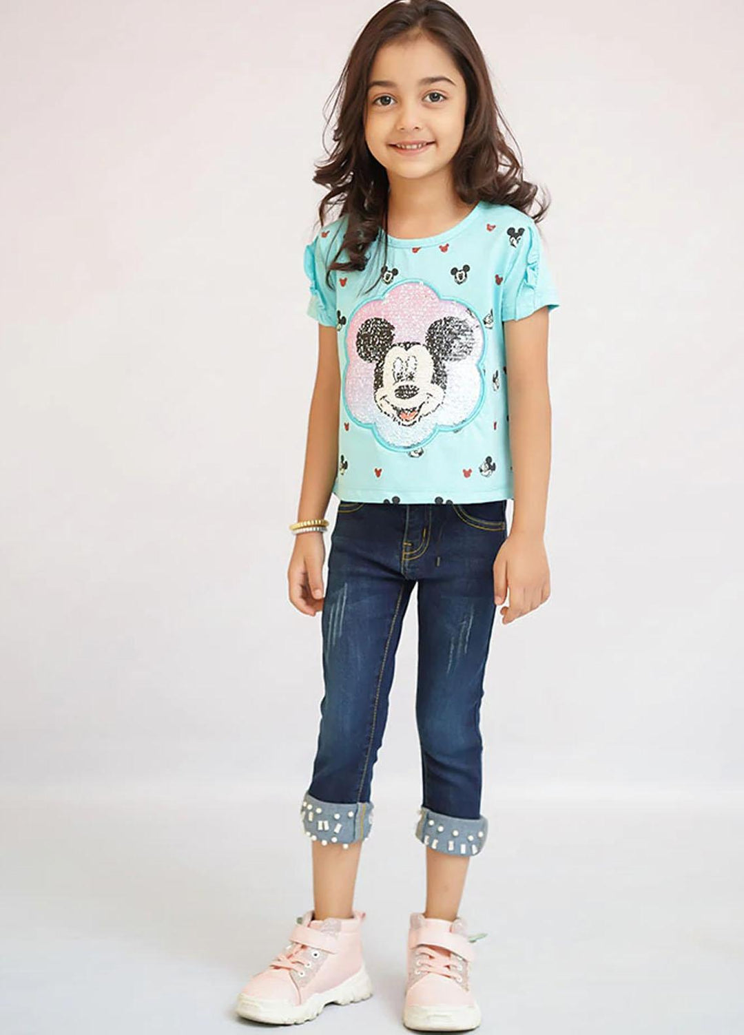 Ochre Cotton Fancy T-Shirt for Girls -  OGK 196