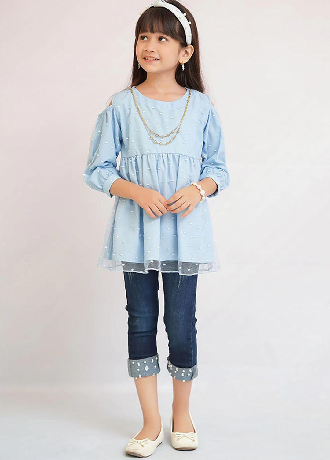 Ochre Net Fancy Top for Girls -  OWT 503