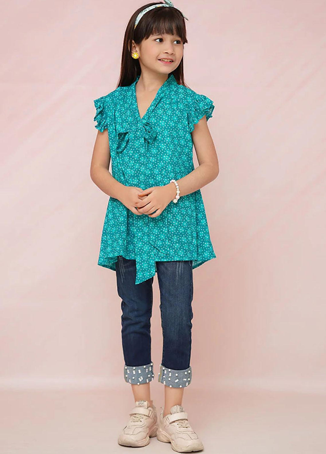 Ochre Viscose Fancy Top for Girls - OWT 534