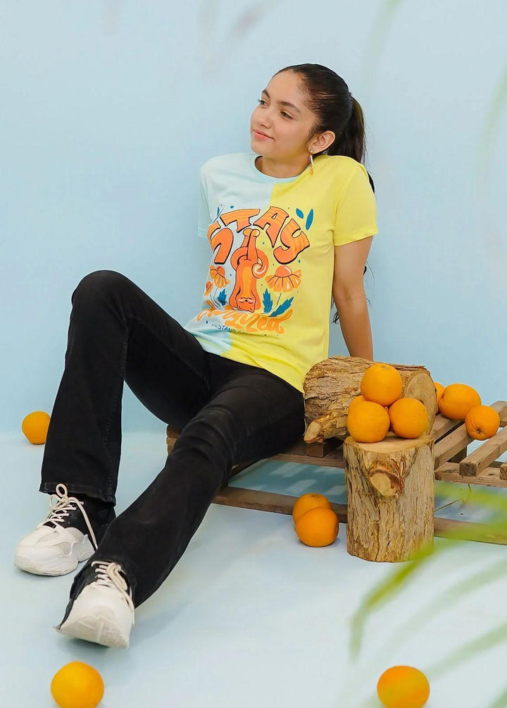 Ochre Jersey Fancy T-Shirts for Girls -  OGK-278