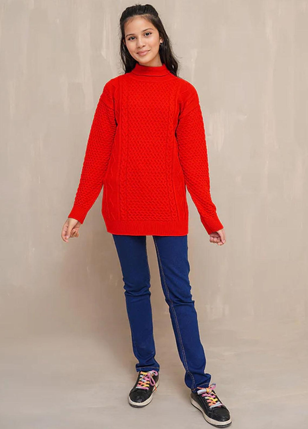 Ochre Viscose Fancy Sweater for Girls - OWSG 03