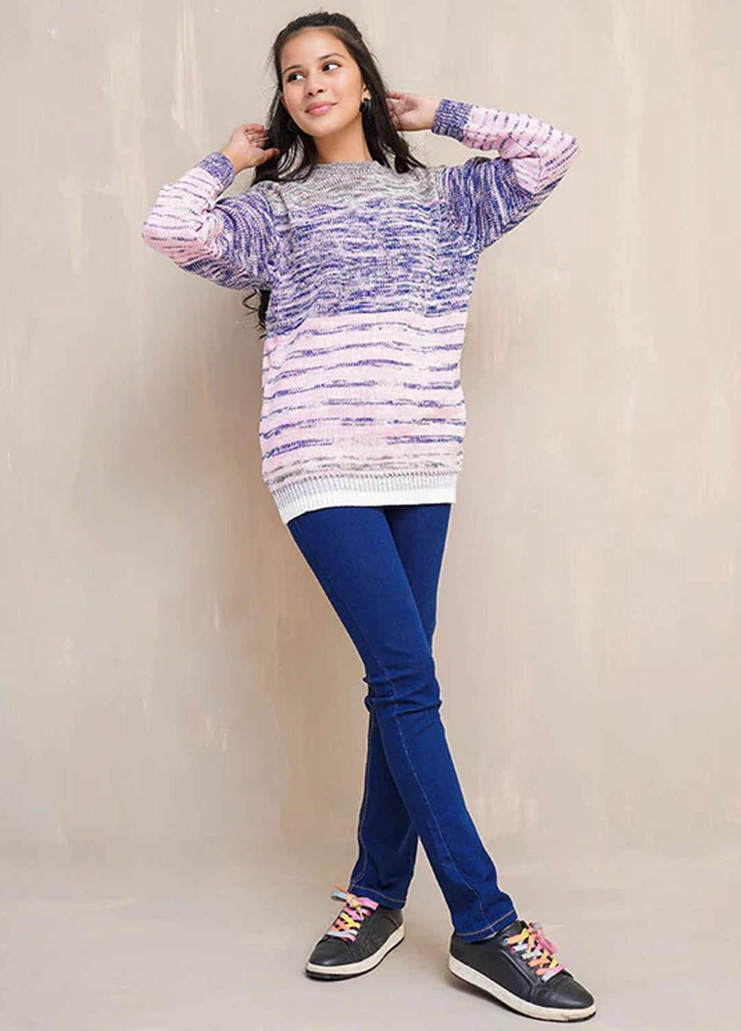 Ochre Viscose Fancy Sweater for Girls - OWSG 04