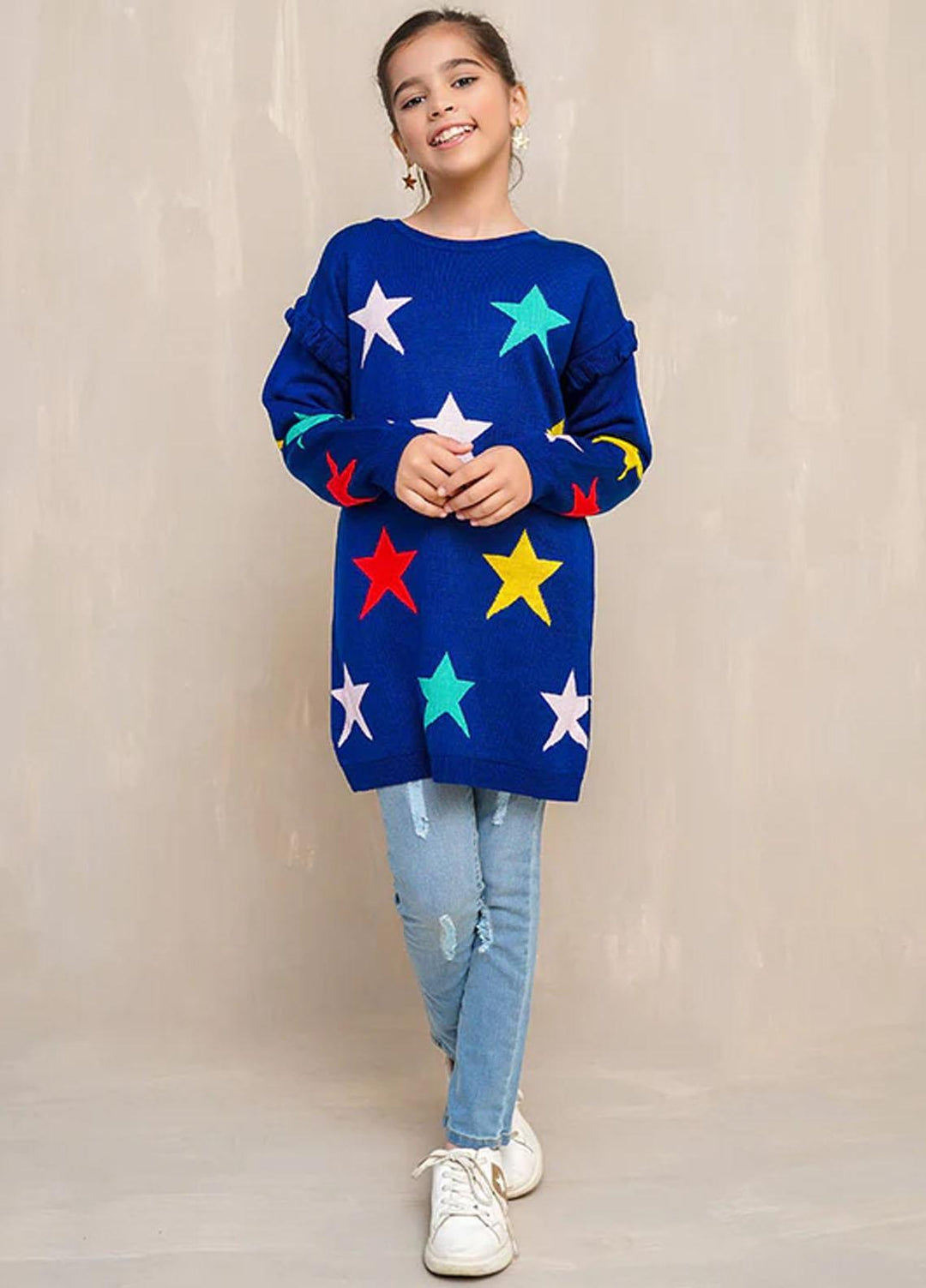 Ochre Viscose Fancy Sweater for Girls - OWSG 06