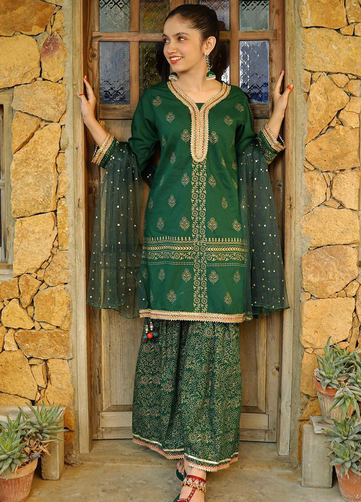 Ochre Cotton Fancy 3 Piece Suit for Girls -  OFW-PC-10