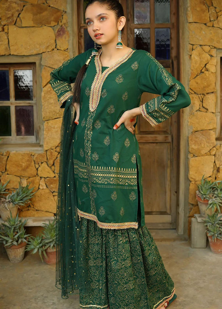 Ochre Cotton Fancy 3 Piece Suit for Girls -  OFW-PC-10