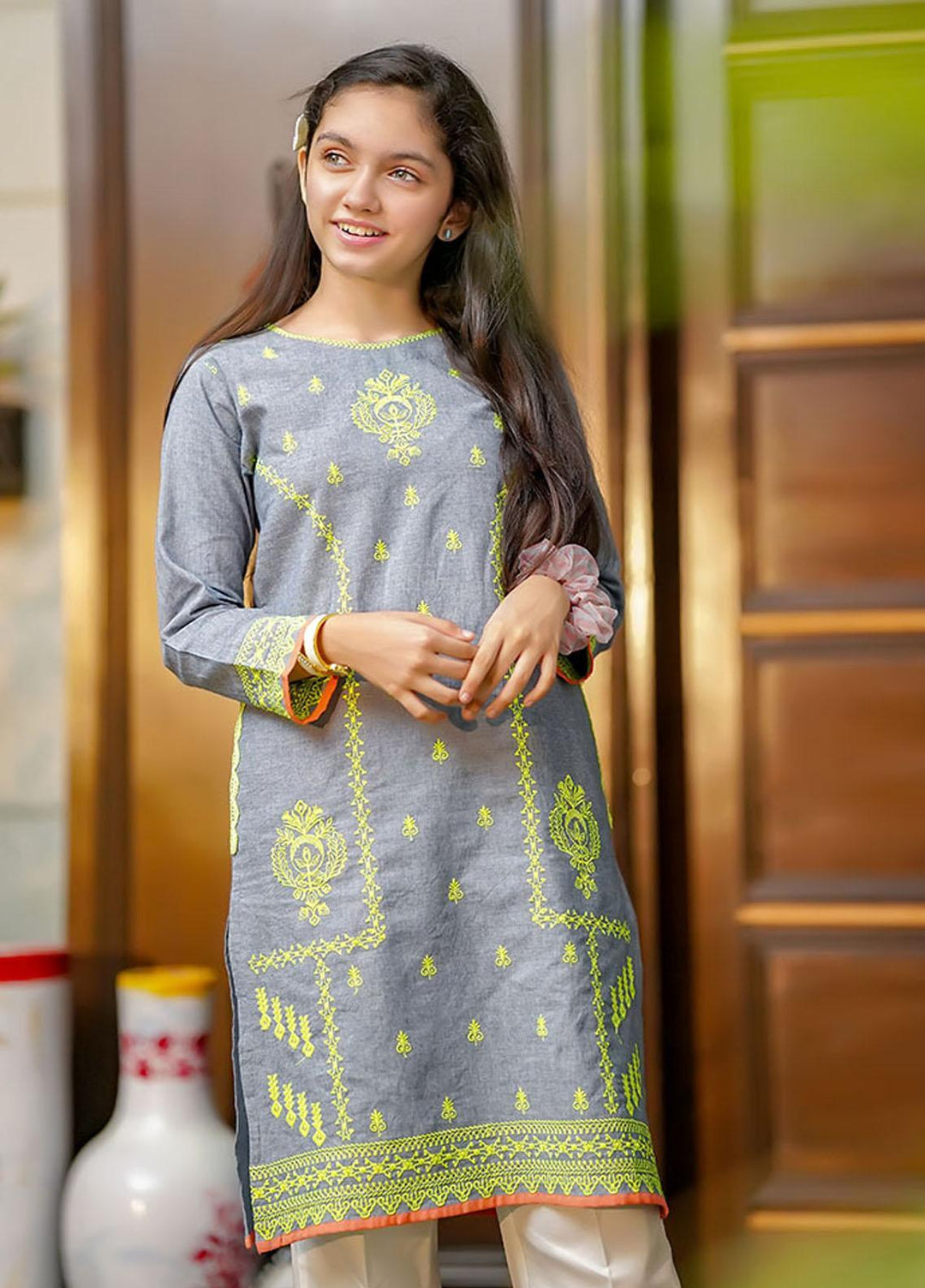 Ochre Cotton 2 Piece for Girls - OFK-810 Blue