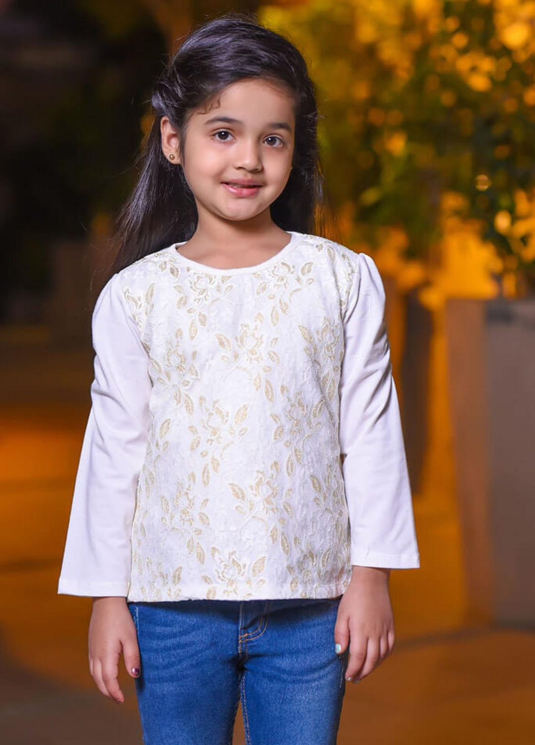 Ochre Top for Girls - OKW-09 Off White OL-12492