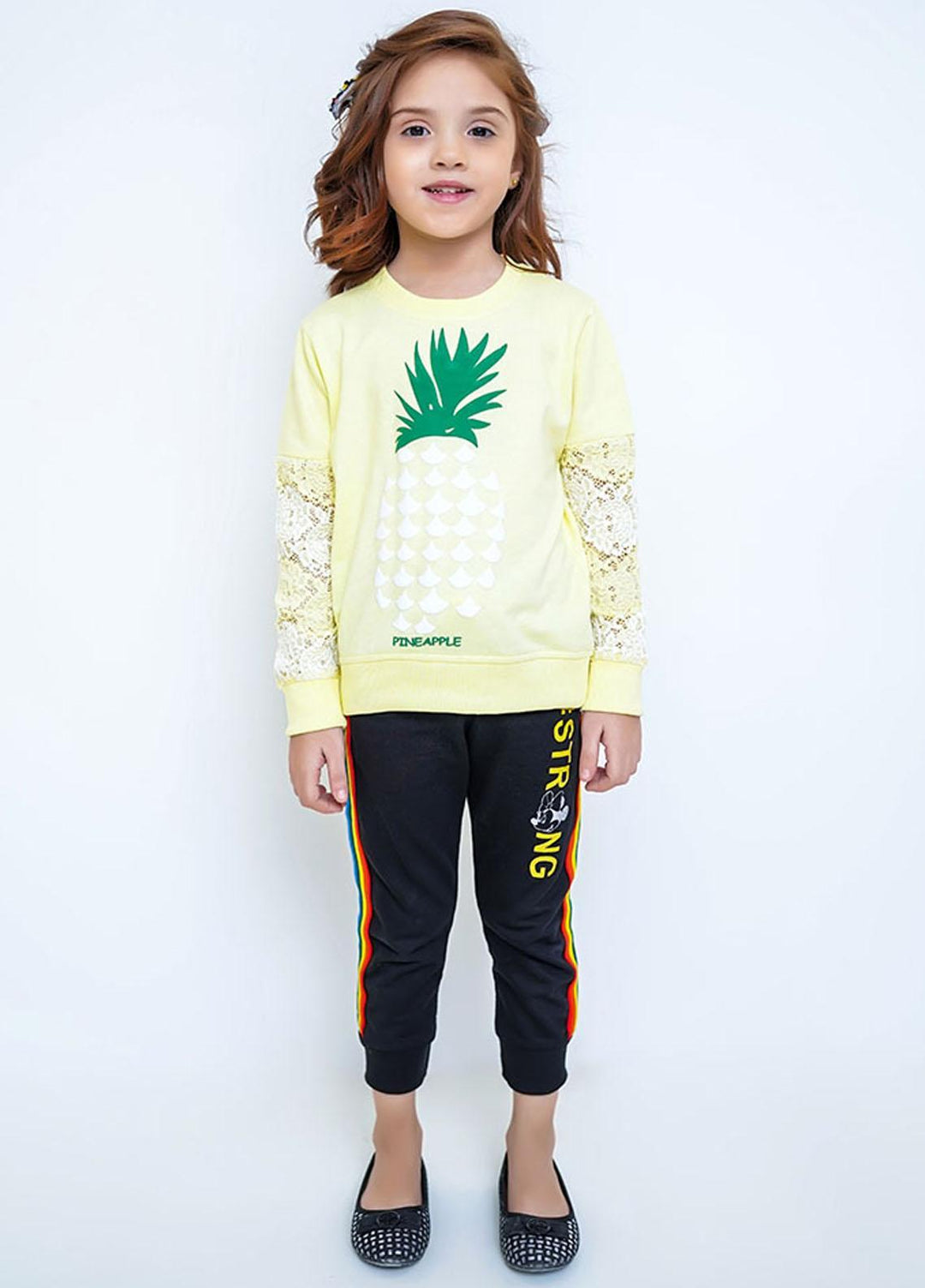 Ochre Cotton T-Shirt for Girls - OGK-129 Lime Yellow