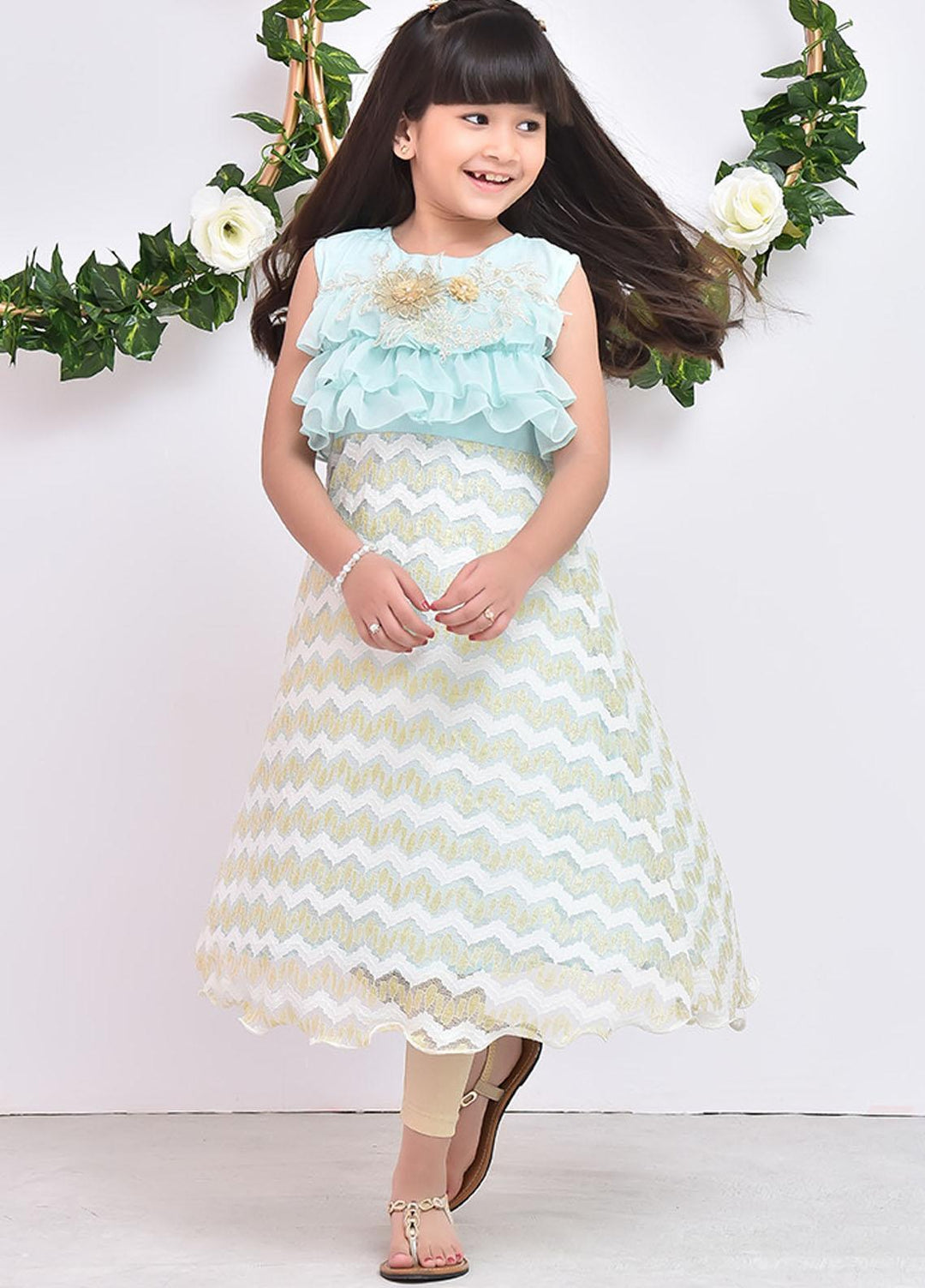 Ochre Chiffon Girls Top - OFW-345 Mint Green