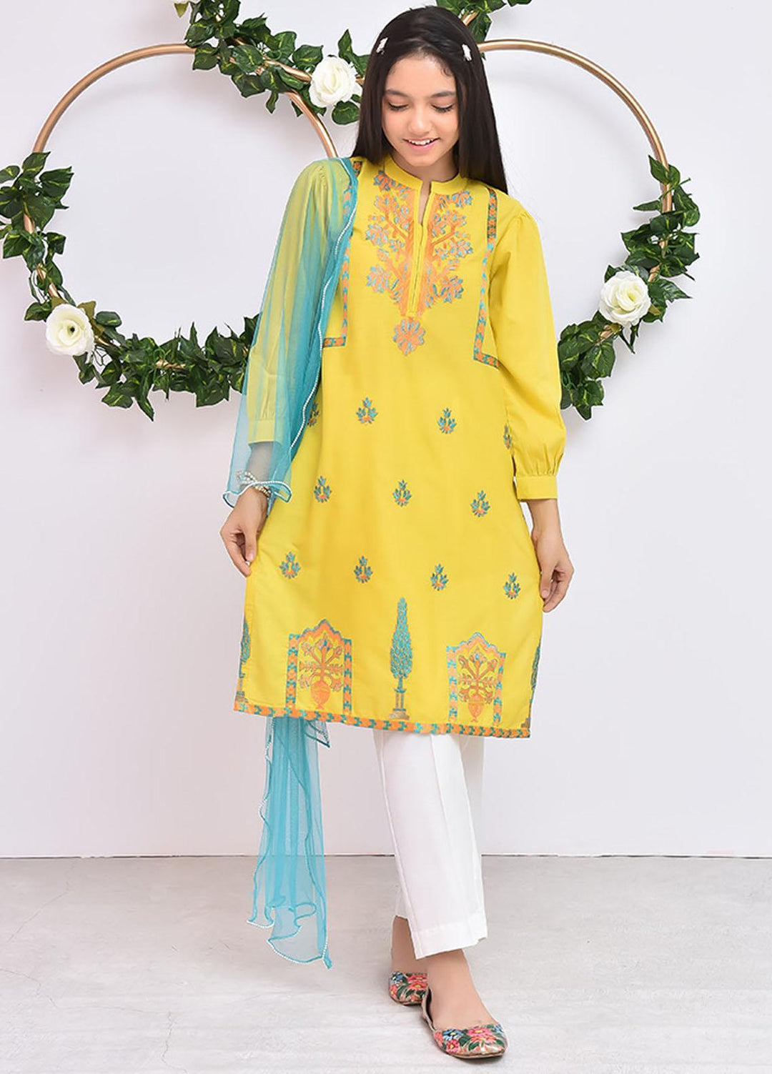 Ochre Cotton Girls 3 Piece - OFK-791 Mustard