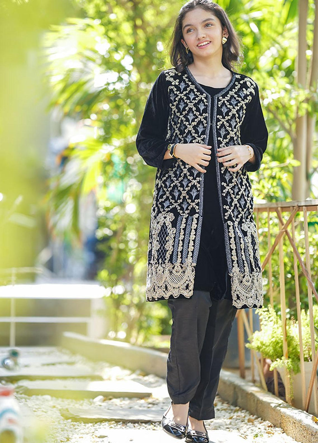 Ochre Velvet Girls 3 Piece - OVF-20 Black