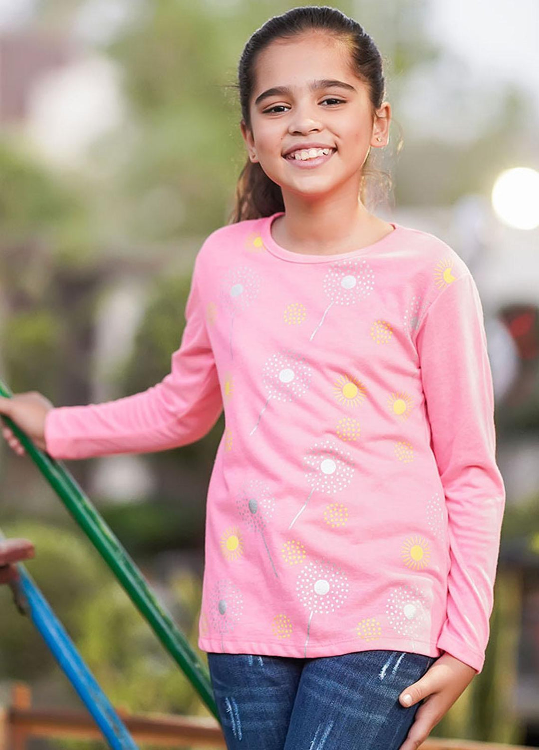 Ochre Cotton T-Shirt for Girls - OGK-116 Heather Grey