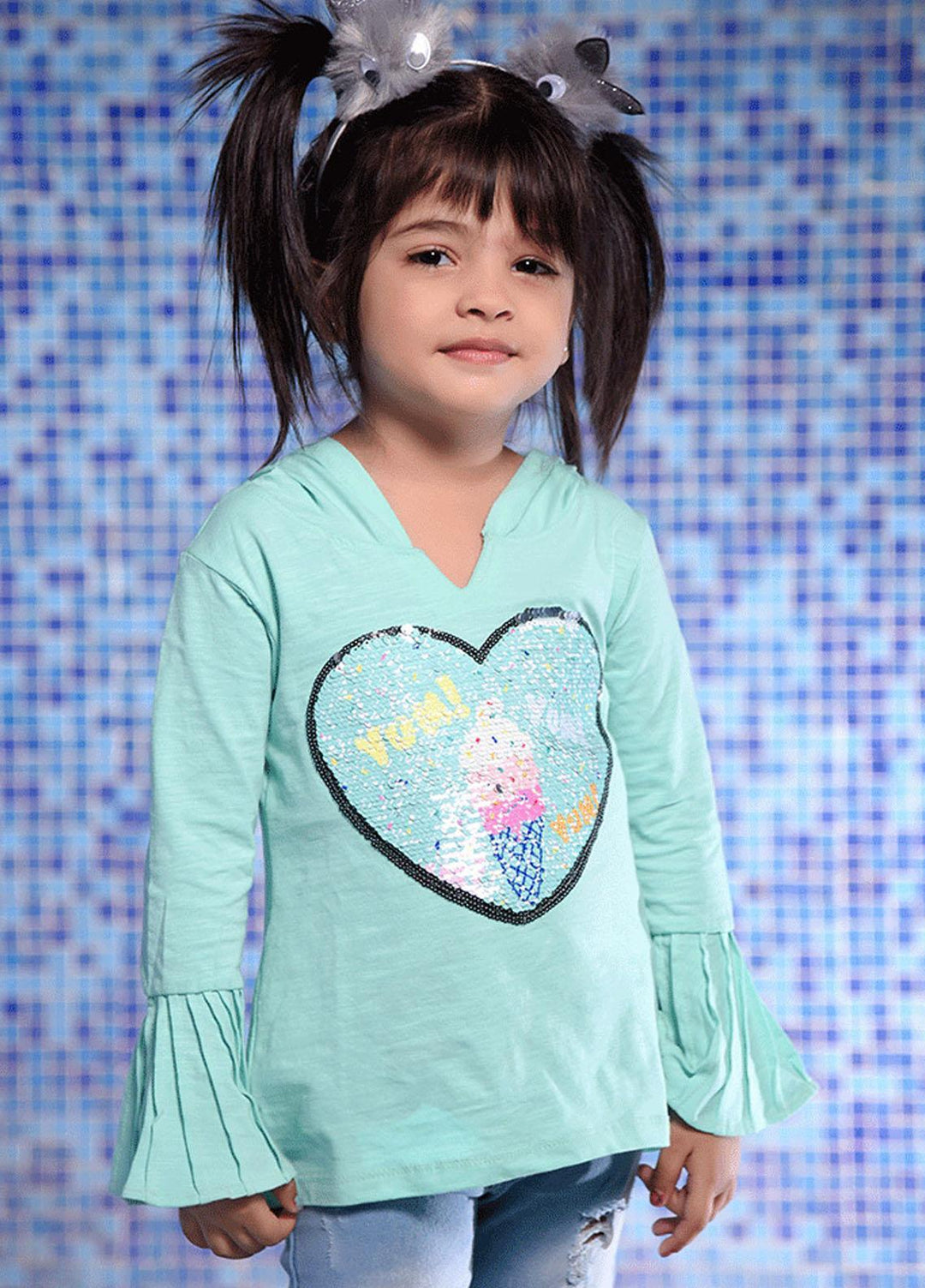 Ochre Cotton T-Shirt for Girls - OKW-02 Mint Green