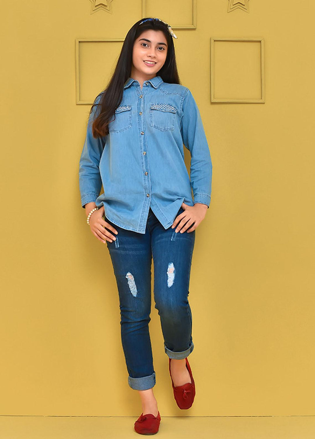 Ochre Denim Girls Top - OWT-457