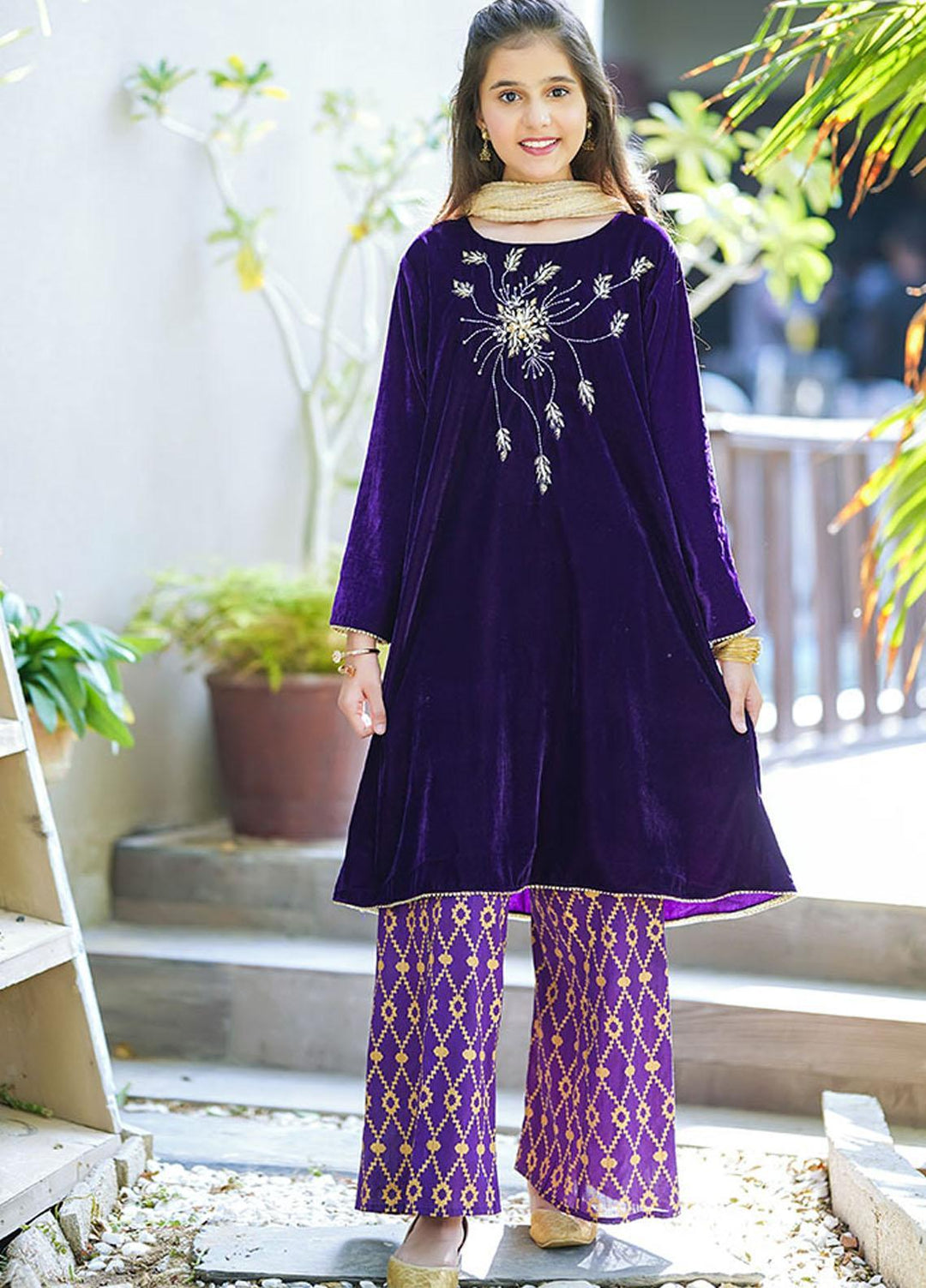 Ochre Velvet Girls 3 Piece - OVF-19 Purple