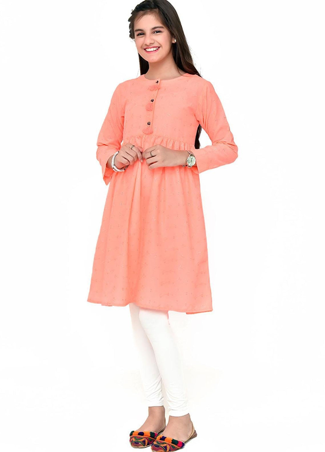 Ochre Chikankari Girls Top - OWT-467