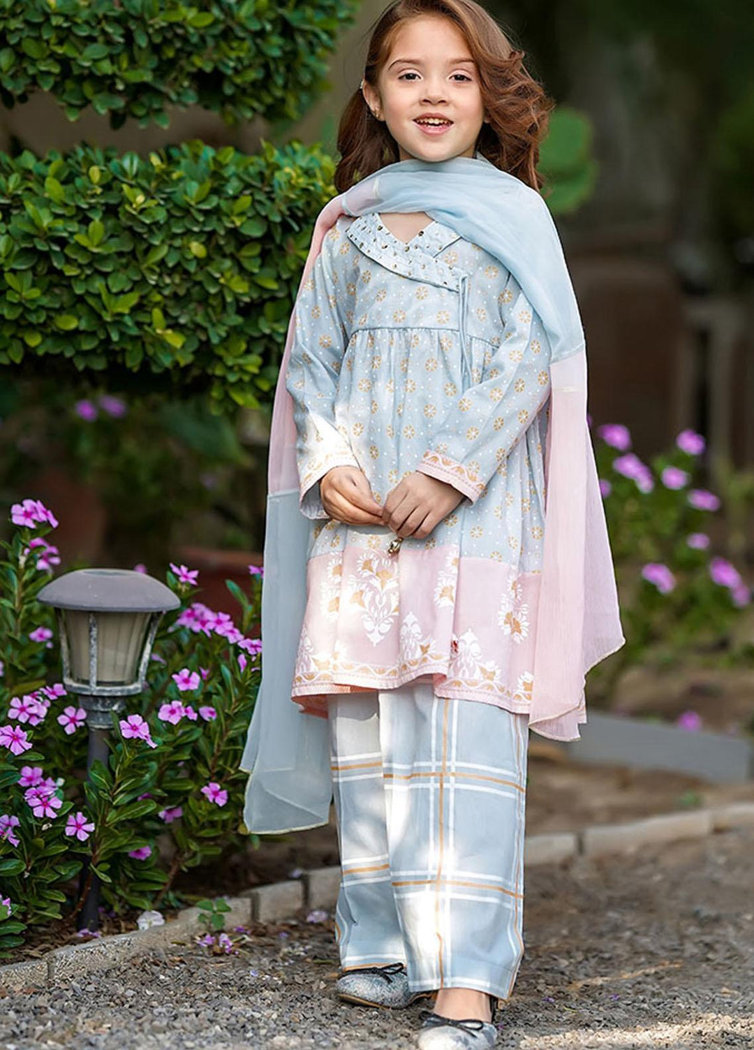 Ochre Cotton 3 Piece for Girls - OFW-380 Tiffany Blue