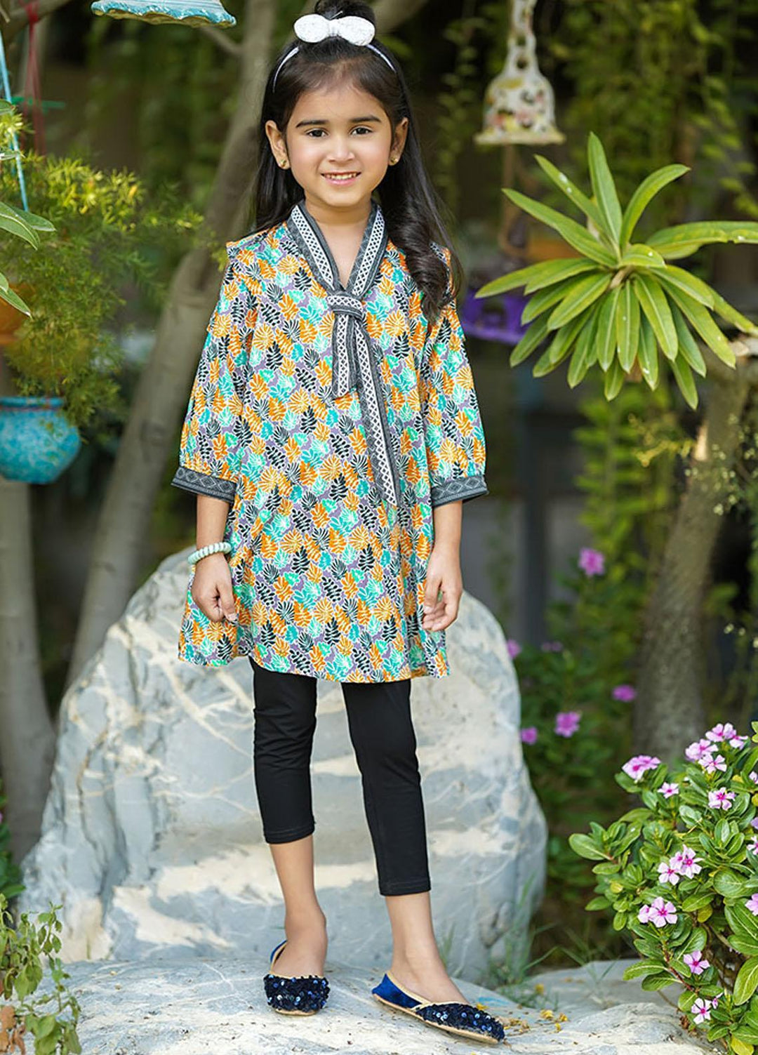 Ochre Lawn Top for Girls - OPL-61 Mix