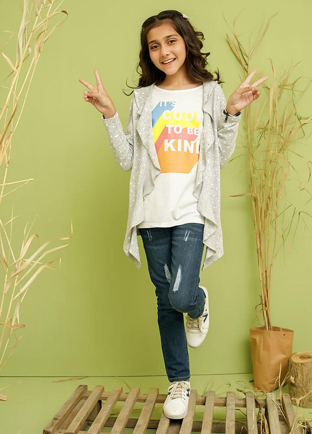 Ochre Cotton 2 Piece for Girls - OGK-101 Heather Grey