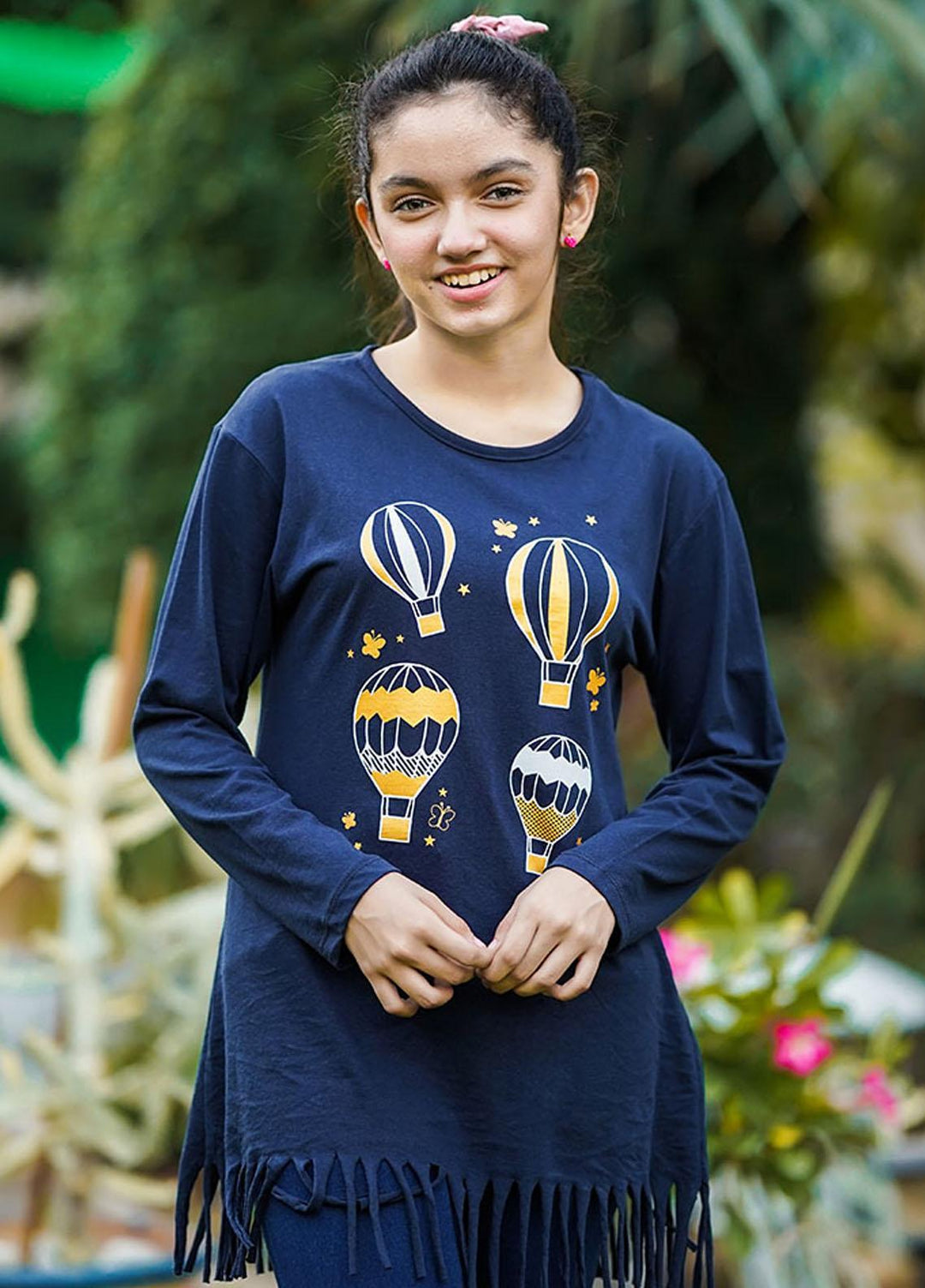Ochre Cotton Girls T-Shirt - OGK-120 Navy