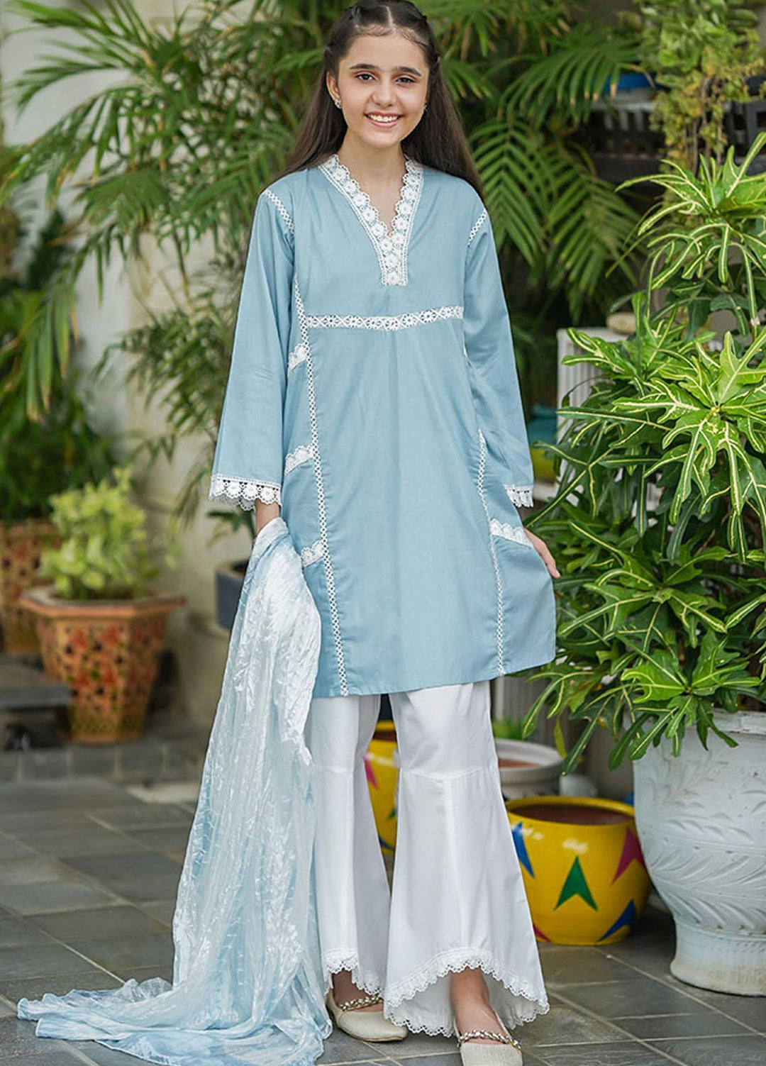 Ochre Khaddar 3 Piece for Girls - OFW-381 GREY