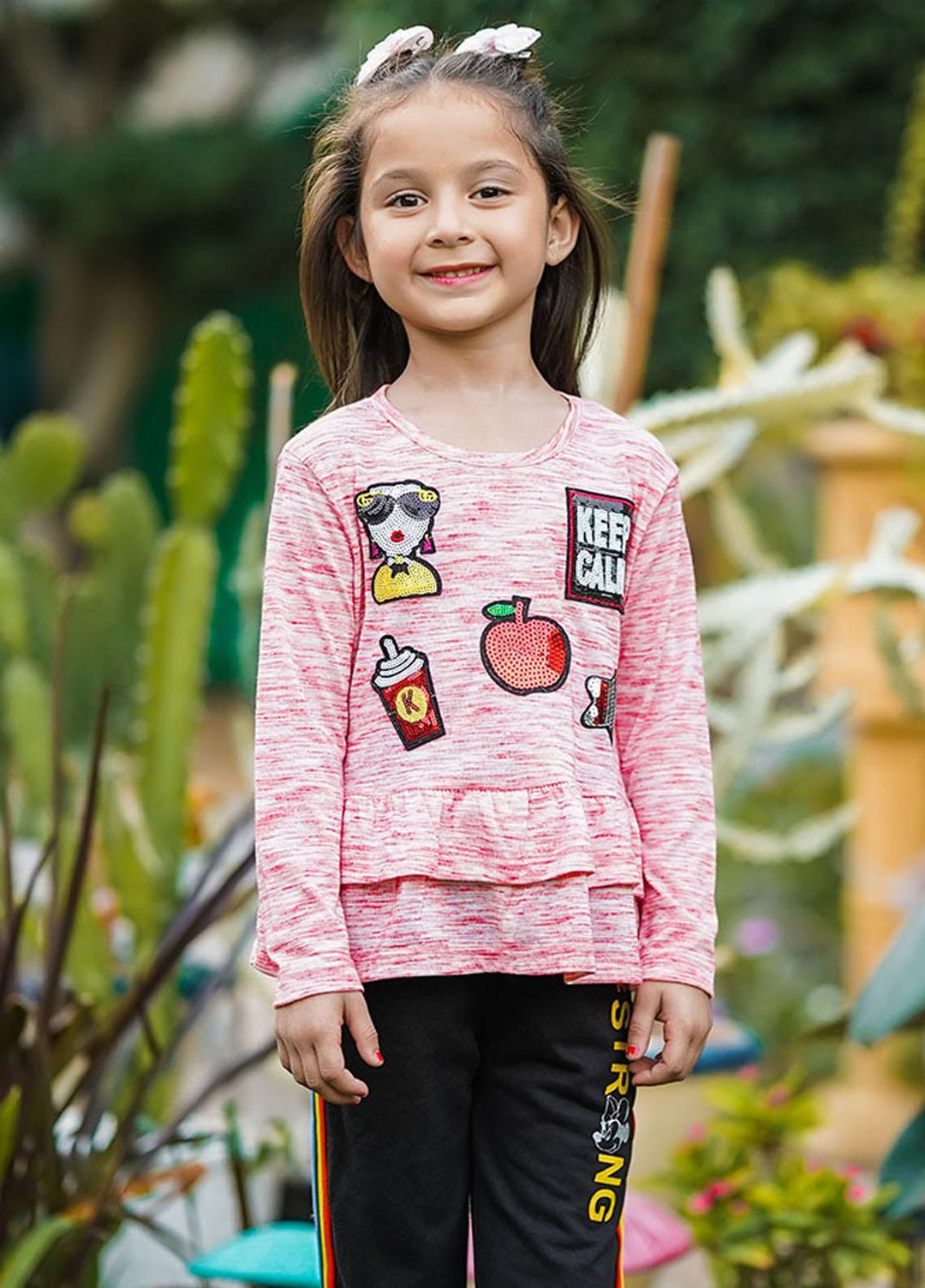Ochre Cotton T-Shirt for Girls - OGK-125 Red