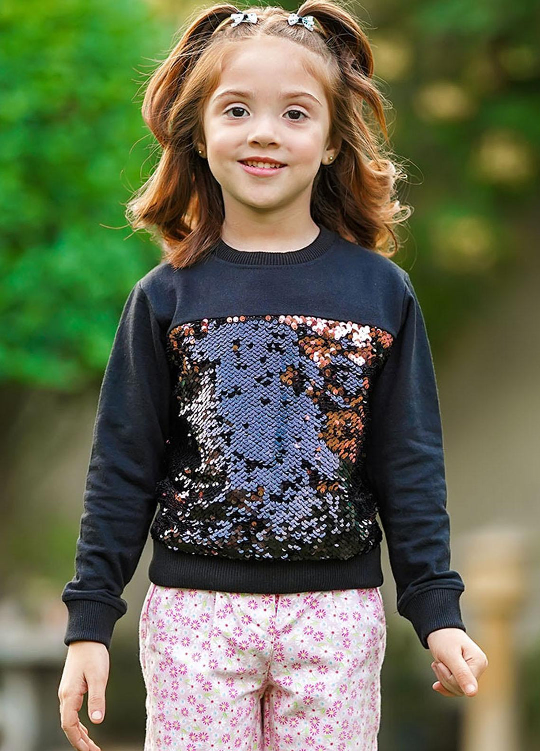Ochre Terry Girls Sweat Shirt - OGK-136 Black