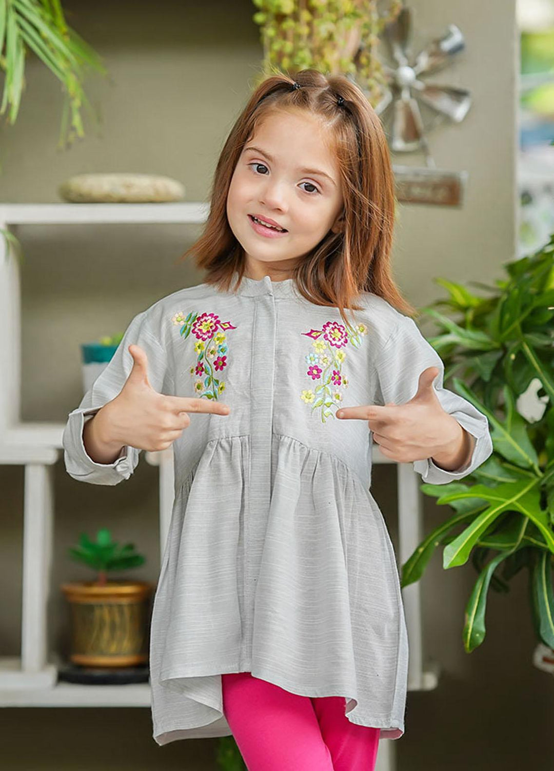 Ochre Chambray Top for Girls - OWT-470