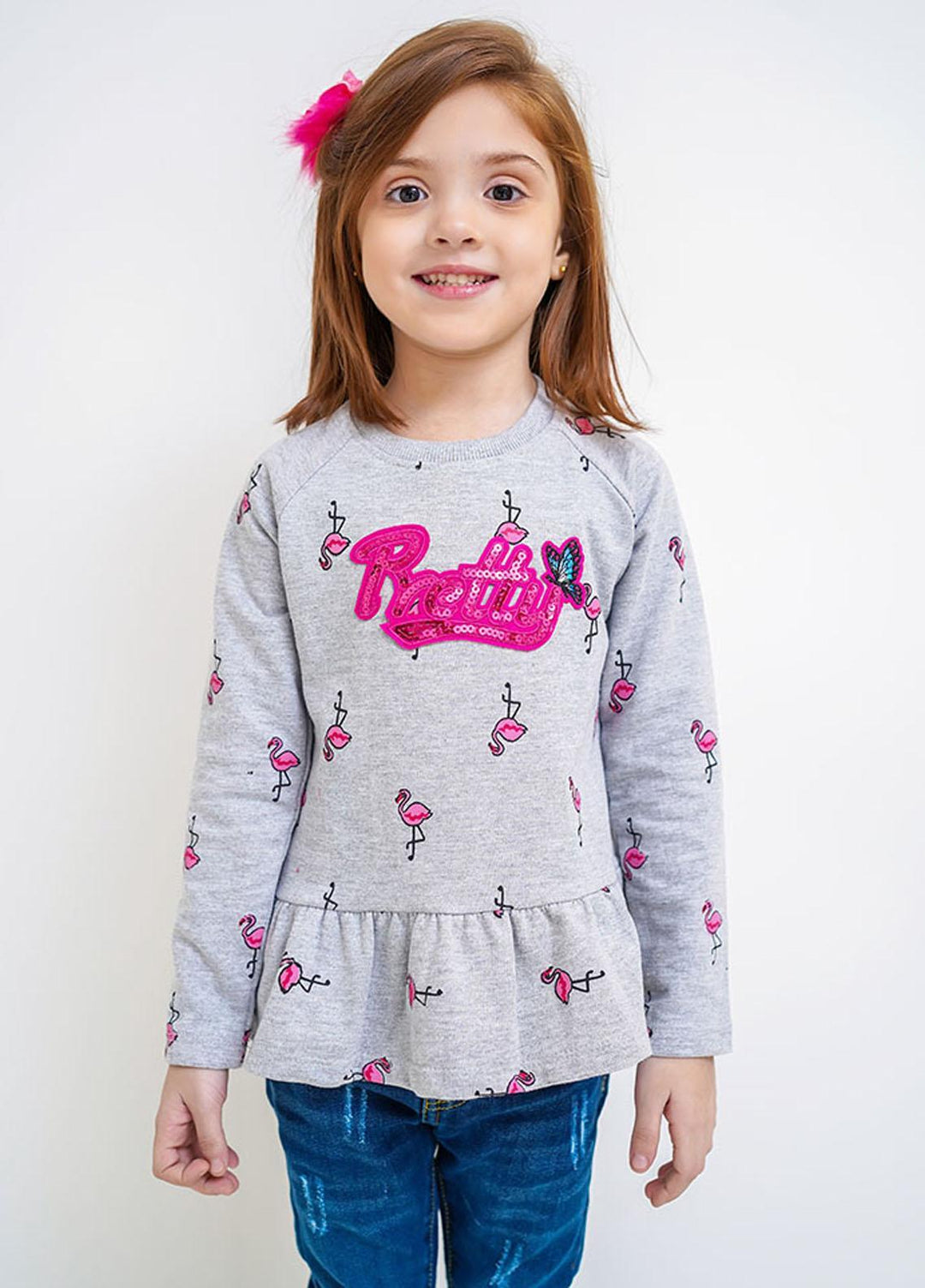 Ochre Terry Girls T-Shirt - OGK-127 Heather Grey