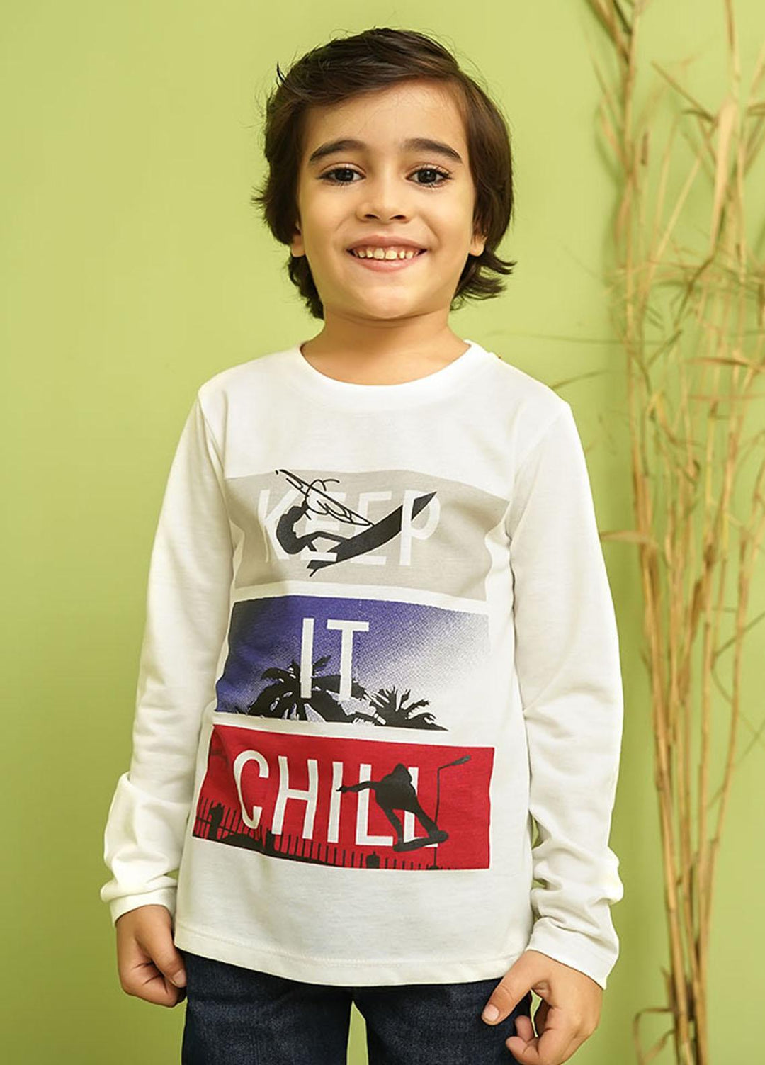 Ochre Cotton T-Shirt for Boys - OKB-105 White