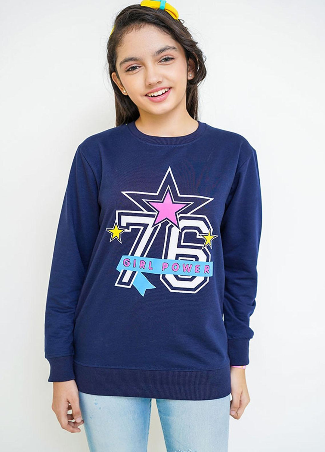 Ochre Terry Girls Sweat Shirt - OGK-131 Navy