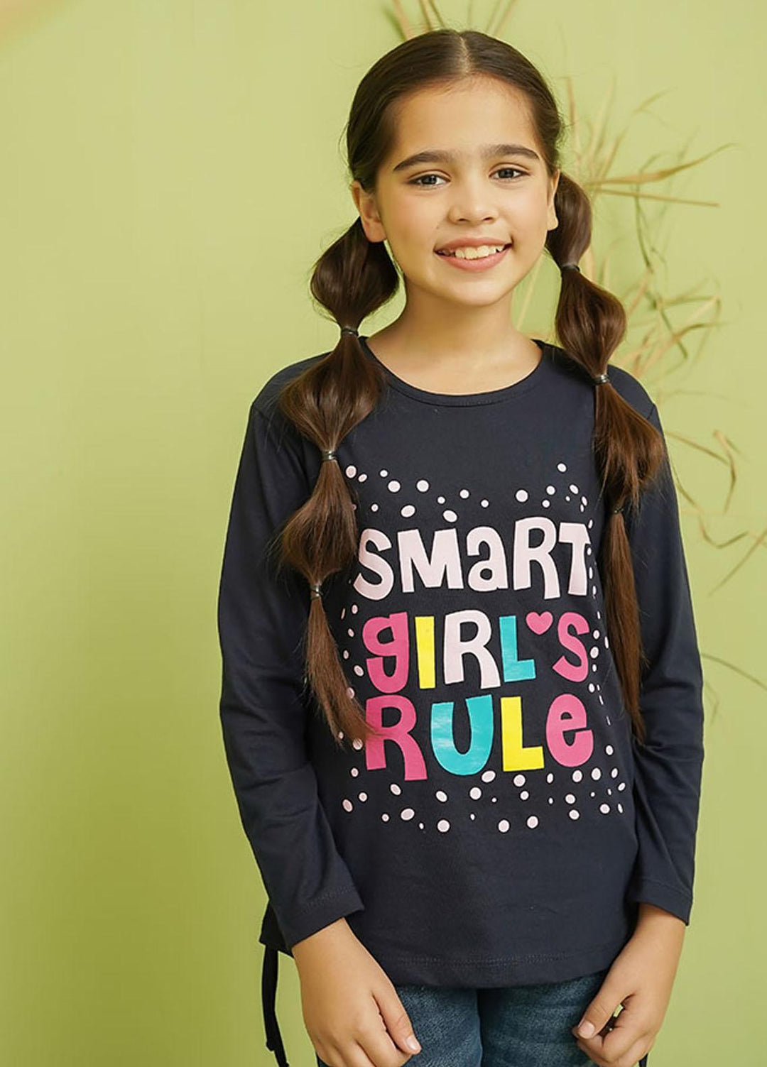 Ochre Cotton Girls T-Shirt - OGK-115 Navy