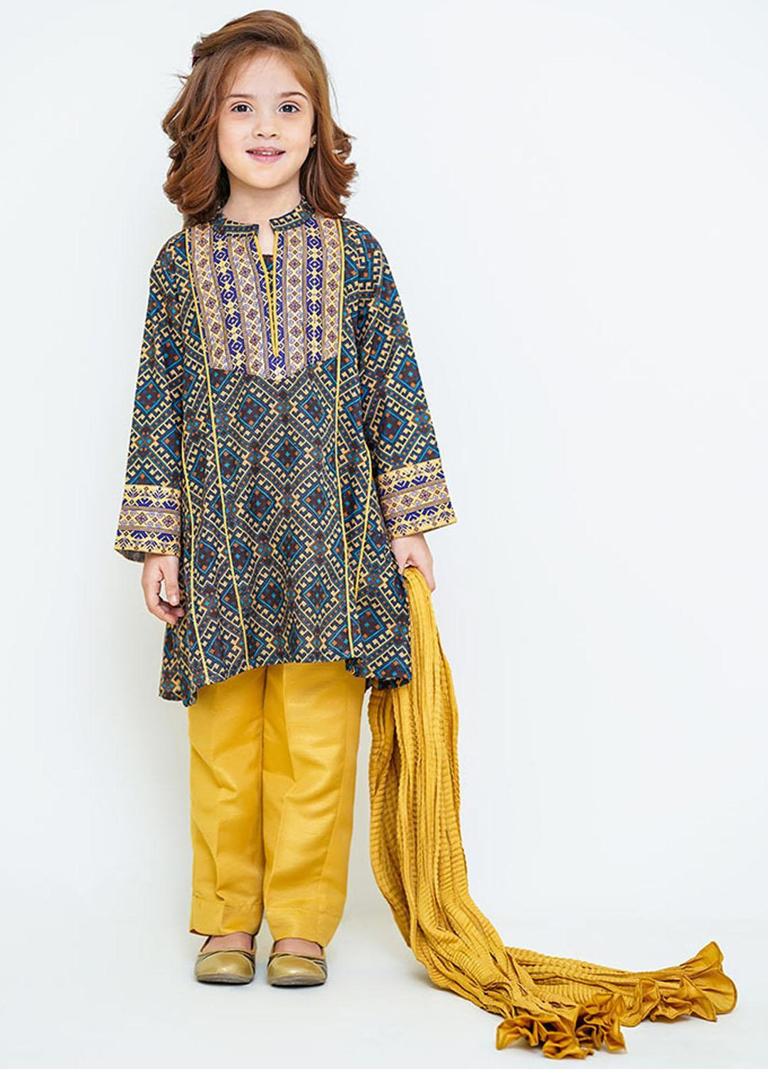 Ochre Khaddar Girls 3 Piece - OPL-144 Mix