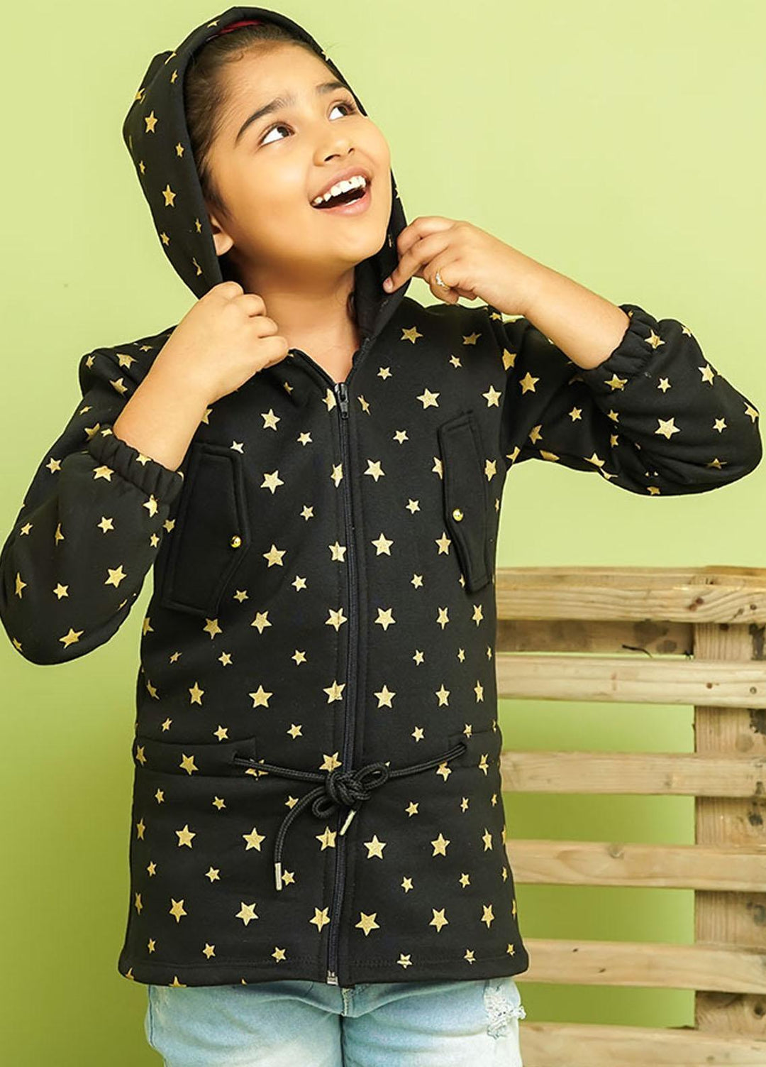 Ochre Fleece Girls Hoodie - OGK-149 Black