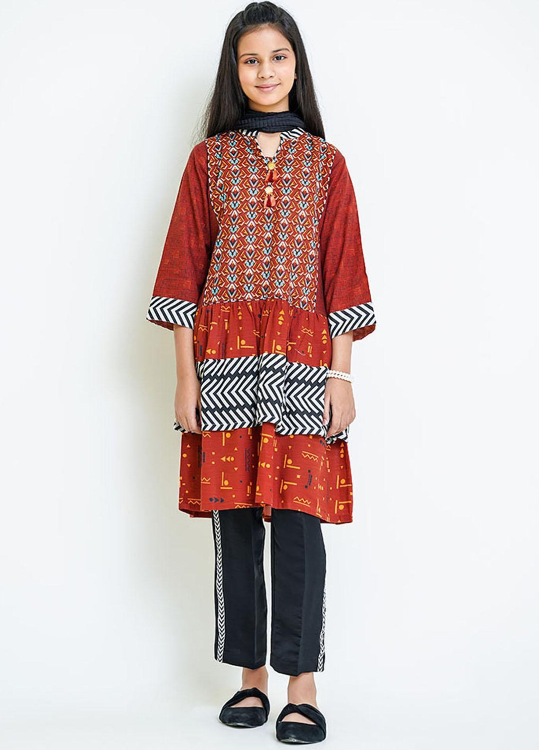 Ochre Khaddar Girls 3 Piece - OPL-146 Mix